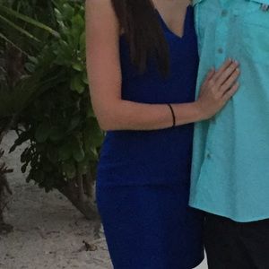 Blue strapless dress